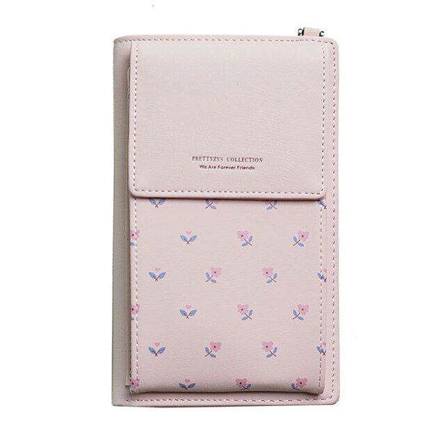 Último dia 70% de desconto! Tudo-em-um crossbody saco de telefone feminino ombro mensageiro bolsa multi-função bolsa carteira saco de cartão: Pink-flower