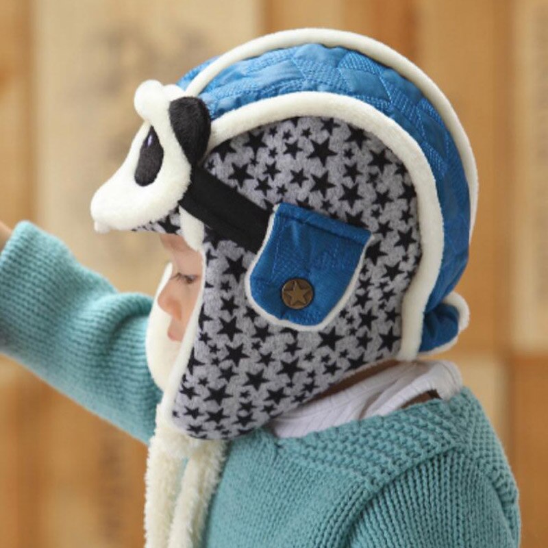 Doitbest 2 to 6 år baby gutt bomber lue tykkere tegneserie panda vinter luer pels inni barn hatter barn jenter øreklaff caps