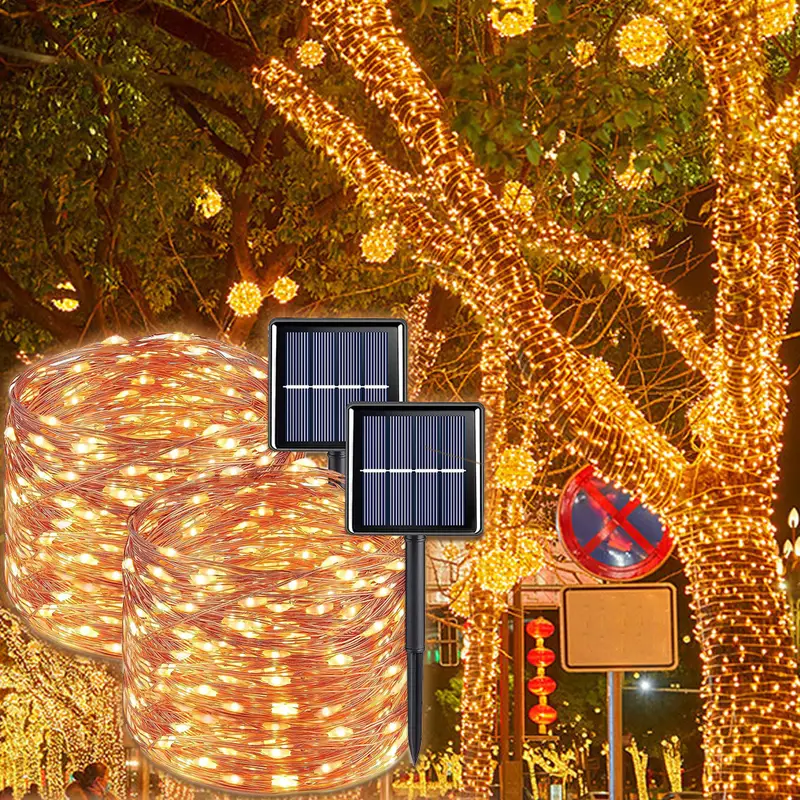 Solar Fairy String Lights 32M Solar Led Light Outdoor 8 Modes Waterproof, Solar Lights For Garden Led Lights Christmas Decor