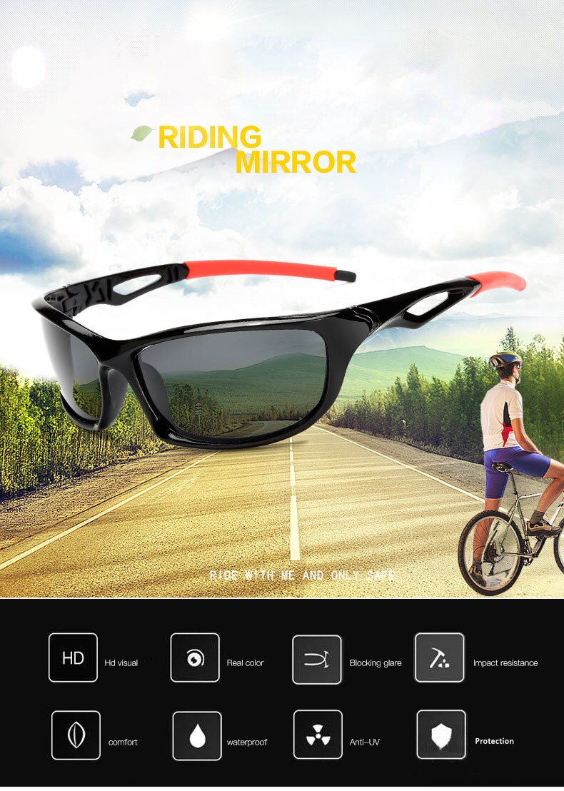 Polarized Sunglasses Men Brand Square Sports Sun Glasses for Men Driving Fishing Black Frame Goggle UV400