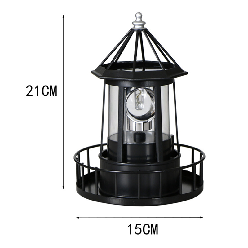 Solarbetriebener LED-Leuchtturm, um 360 Grad drehbare Lampe, Hofdekoration, wasserdichte Gartentürme, Statuenlichter A