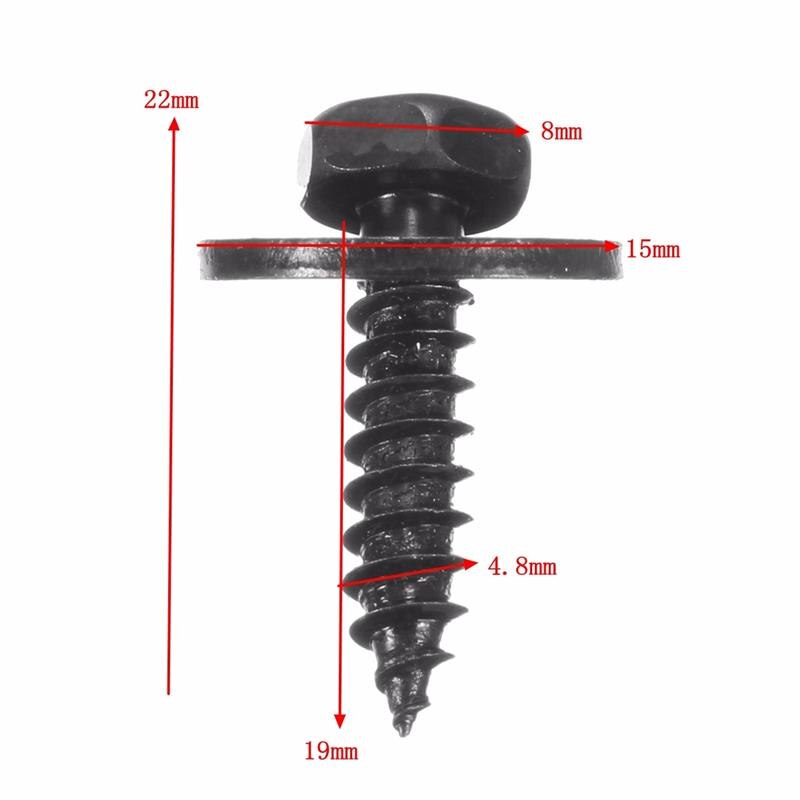 10 unids/lote Universal coche Auto 4,8x19mm-tornillos de rosca cautivo suelto arandela 8mm cabeza hexagonal negro C45 accesorios de coche