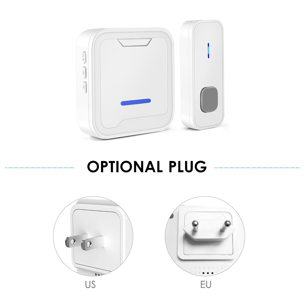 Wireless Doorbell Set 300M Waterproof Doorbell Transmitter 55 Ring Tones Household Remote Control Music Doorbell Receiver