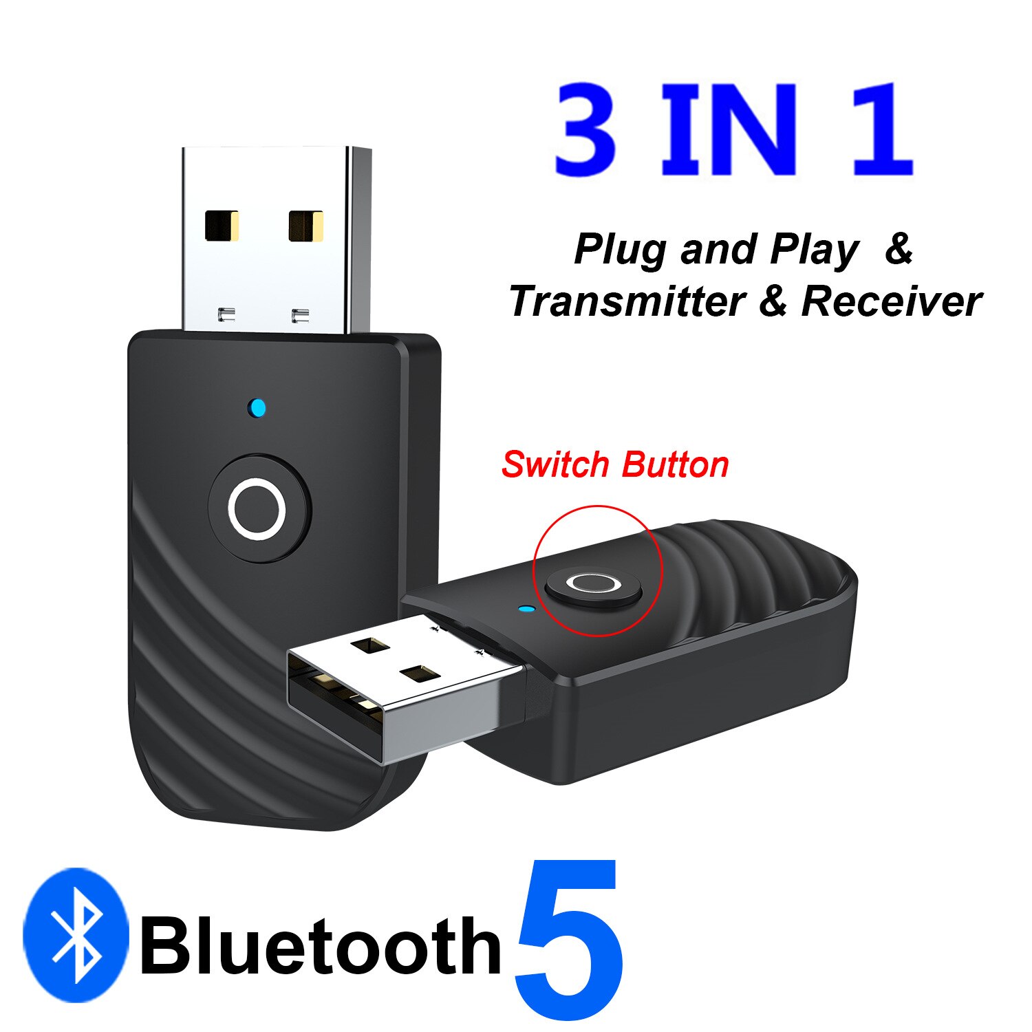 5.0 Bluetooth Audio Receiver Transmitter Three in One USB Adapter TV Computer Car SY319