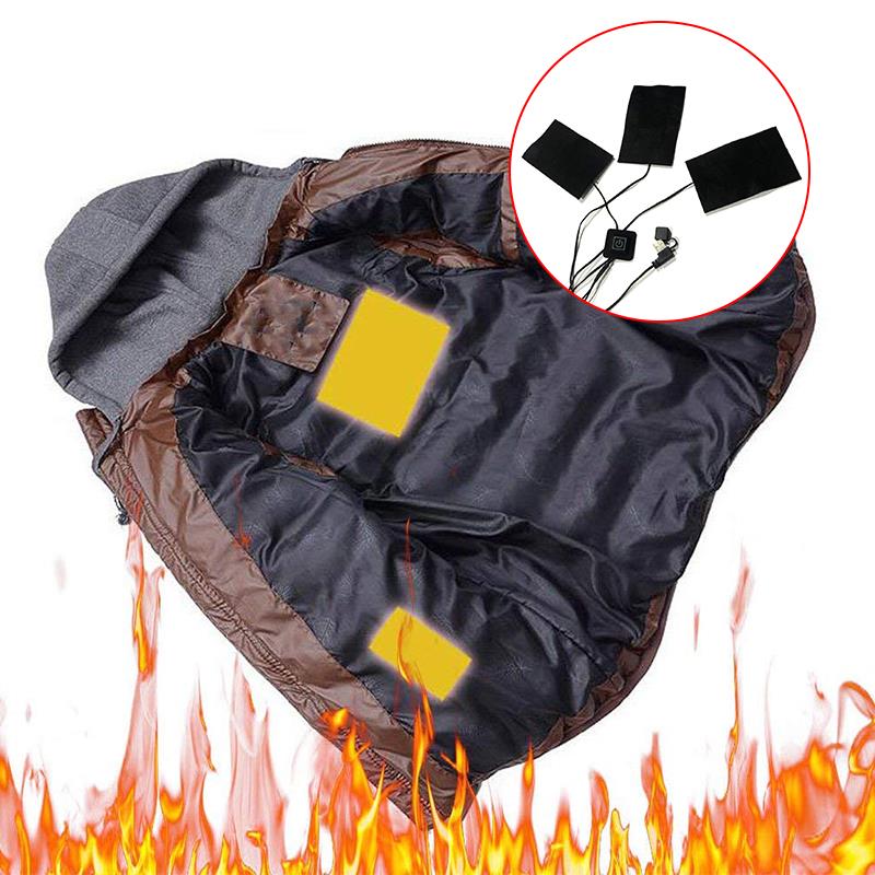 3 ark usb elektrisk opvarmet jakke opvarmning pad 3 gear justerbar diy opvarmet tøj kulfiber opvarmet tøj pad