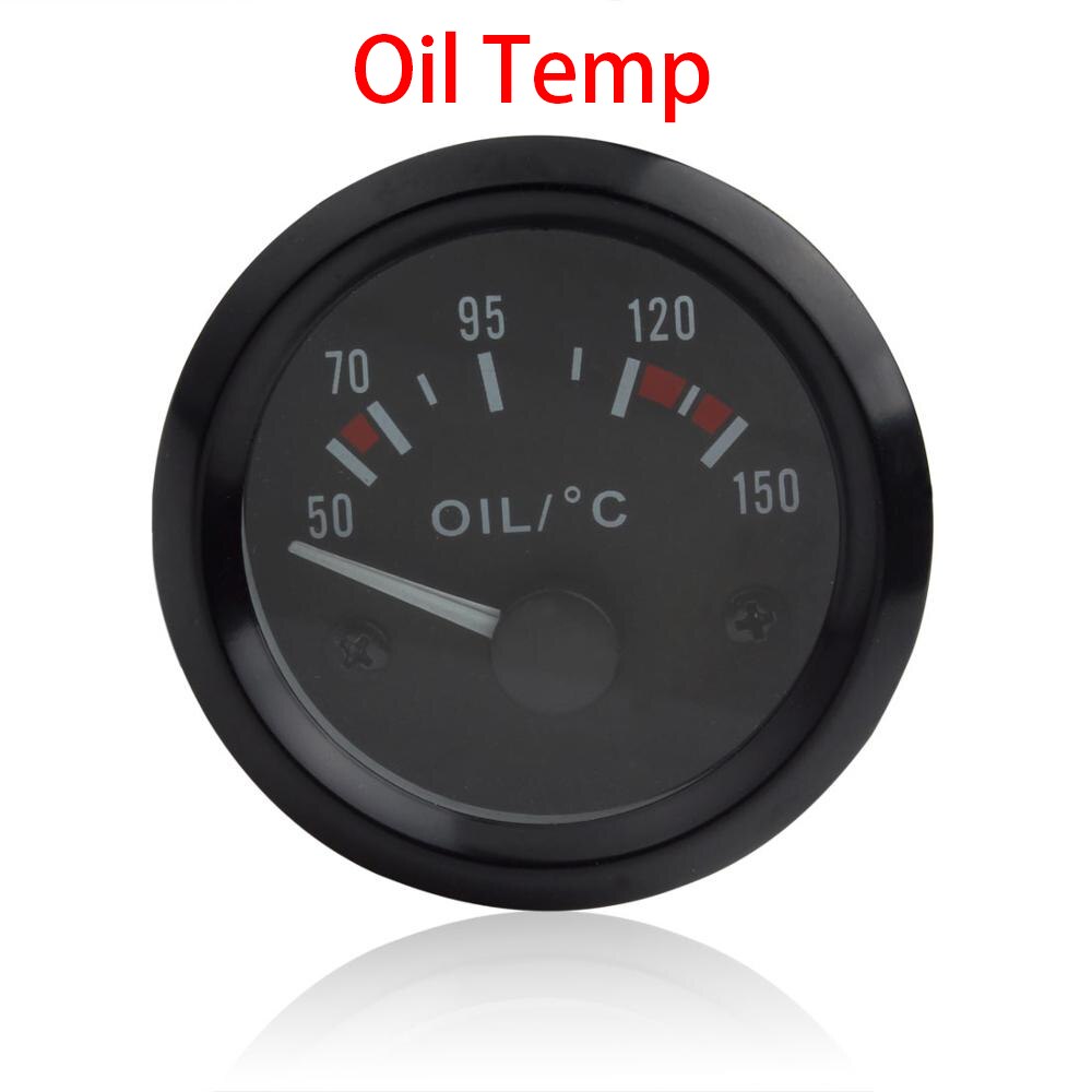 Universal 2 tommer 52mm voltmeter amperemeter olietemperatur tryk vand temp brændstofniveau gauge volt amp meter auto bilinstrument: Olietemp