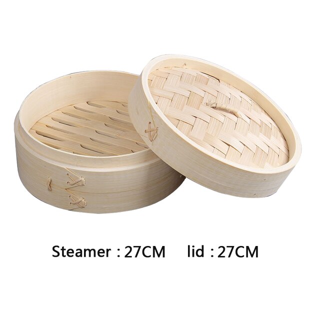 Kitchen Bamboo Steamer Fish Rice Vegetable Snack Basket Set Cooking Tools Handmade Bamboo Steamer To Send Steamer Cloth: 27cm