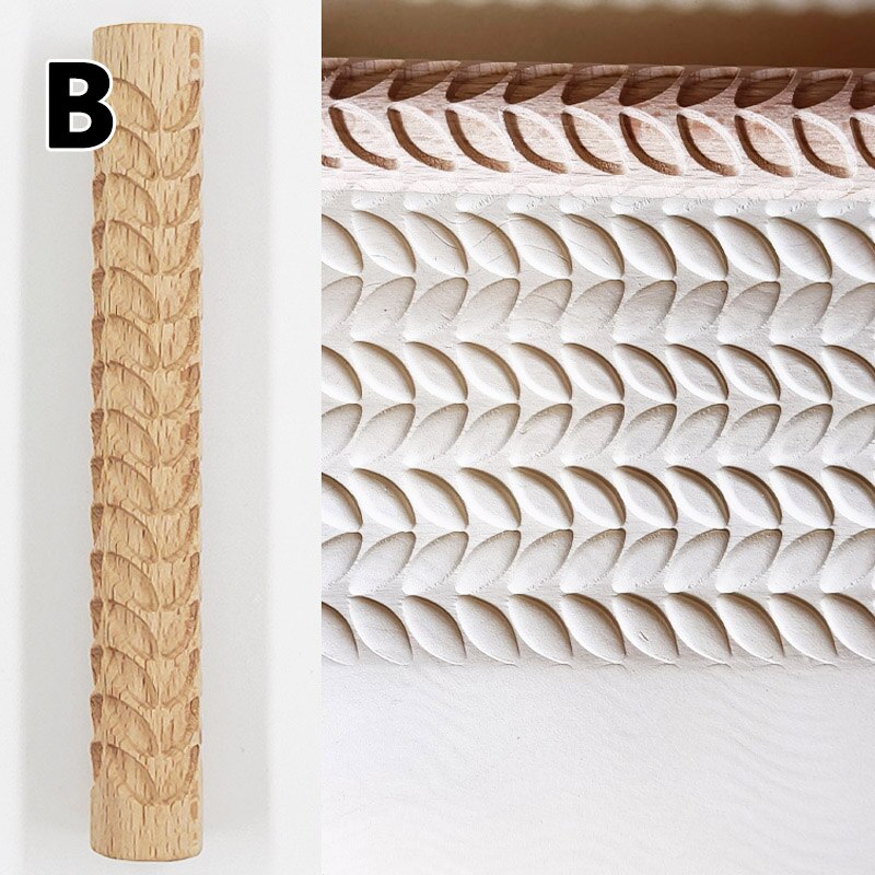 Wooden Texture Mud Pressed Roller Pattern Roller Rod Embossed Polymer Clay Rolling Pin Ceramic Pottery Art: B