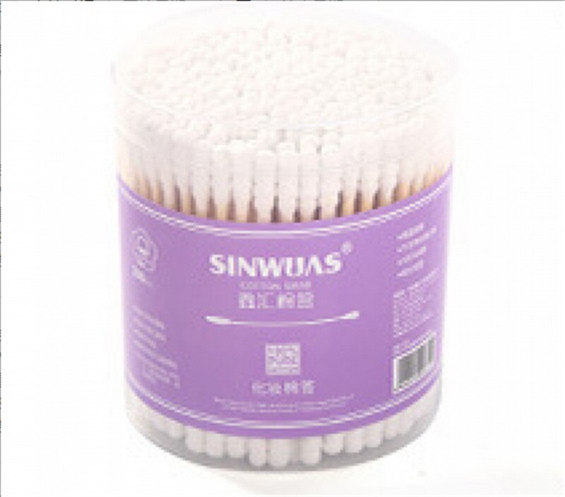 200pcs/Box Cotton Swab Ear Cleaning Cosmetic Double-headed Swabs Sticks Soft Makeup Cotton Bud Cleaning Makeup Tool TSLM1: 03 White
