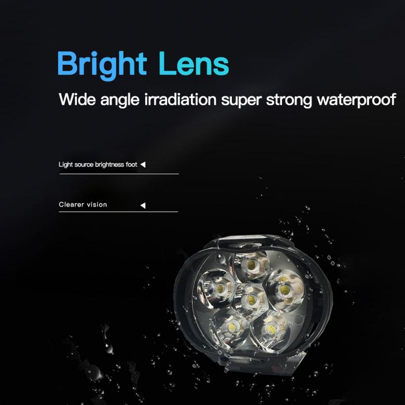 Universal 2Pcs 6 LED Motorcycle Light Headlight Assembly 10W 1000LM Switch Scooter Fog Spotlight 6000K White Scooters Lighting