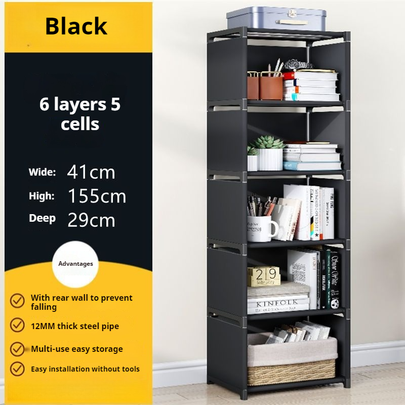 Eenvoudige boekenplank Meerlaagse boekenkast Eenvoudige montage Boekenkast Vierkante opbergplank Woonkamer en studeerkamer Opbergplank: Black
