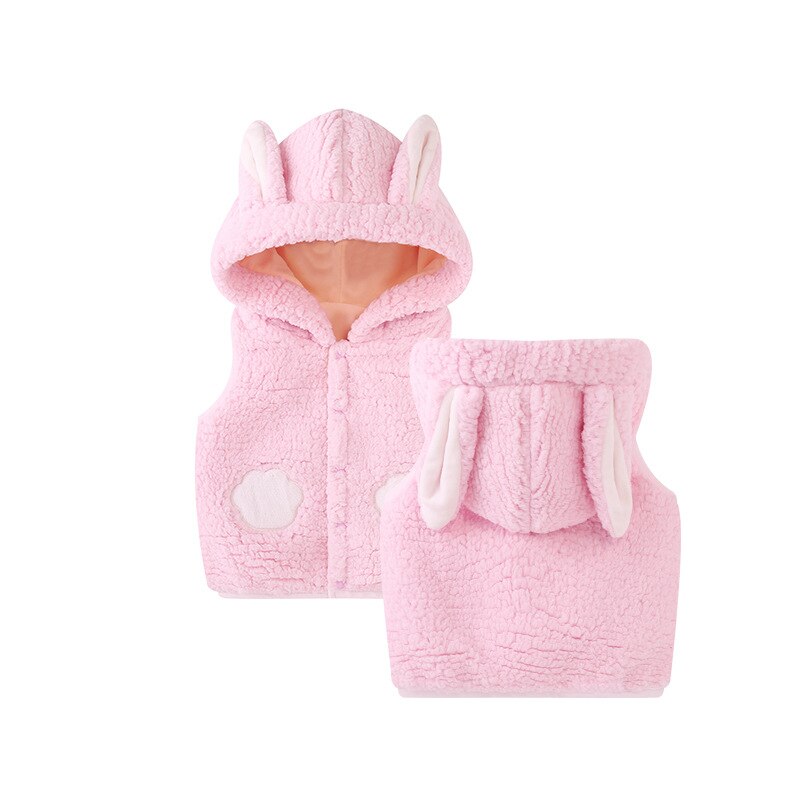 Baby Vest Unisex Polyester Hooded Baby Meisje Kleding Cartoon Jas Mouwloze Uitloper Baby Boy Kleding Herfst Winter: Pink / 9m