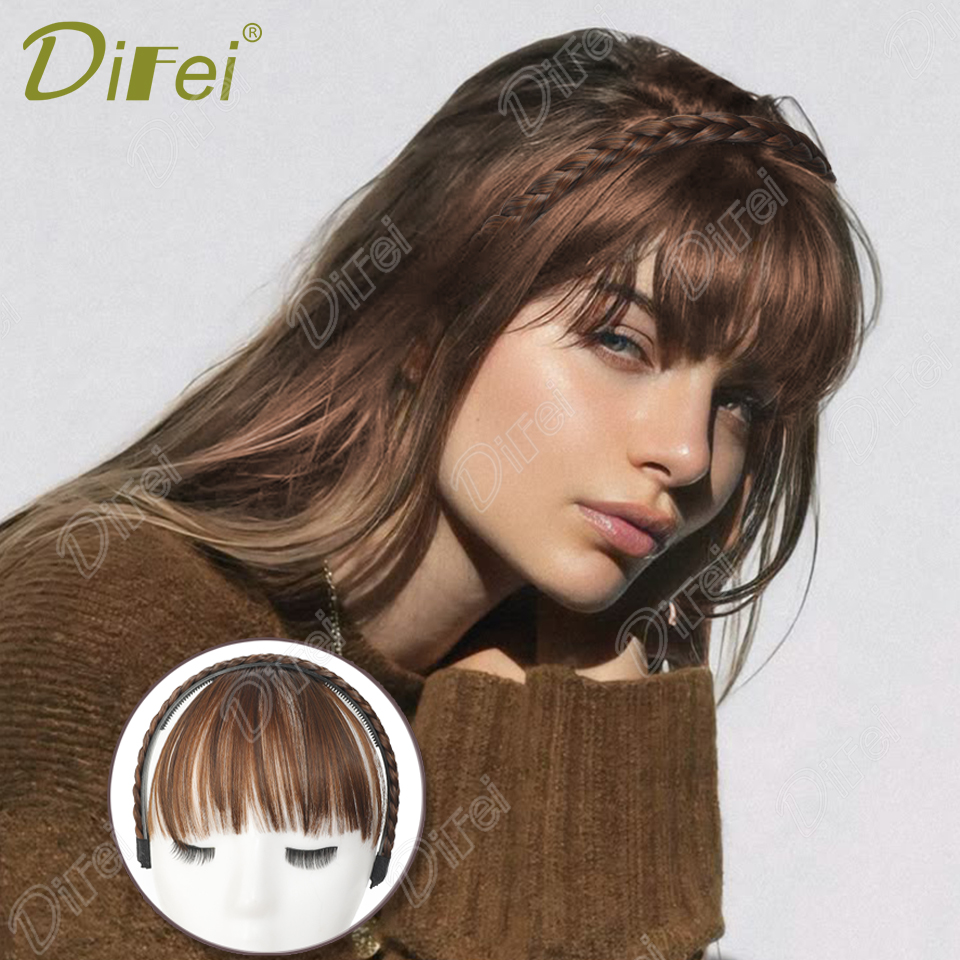 Headband Bangs One Wig Synthetic Wig Black Headband Style with Straight Bangs Hair Suitable for Women Autumn Festival Daily Wear: T1B/Green