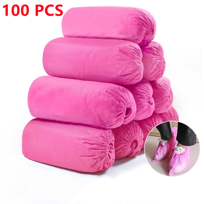 Couvre-bottes de poulet et couvre-chaussures coordonnants, couvre-chaussures, protège-pieds non tissés, sol, chaussures d'intérieur, maison, 100 pièces: vert clair