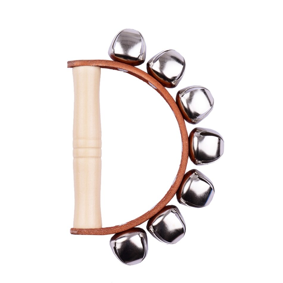 Handbell Hand Bells with 7pcs Jingle Bells Wood Handle Musical Instrument Toy for Music Class Percussion instruments toys