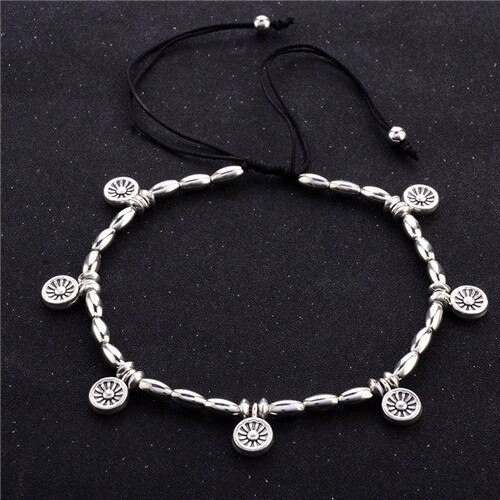 Modyle Silver Color Anklets for Women Vintage Bracelet Bohemian Flower chaine cheville barefoot sandals halhal Foot Jewelry: Default Title