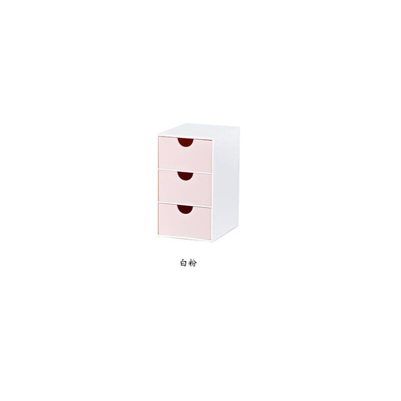 Organizador de escritorio Kawaii, caja de almacenamiento de maquillaje, contenedor de 3 estantes, cajón, estante para enviar pegatinas, decoración del hogar, suministros de oficina 2022: pink