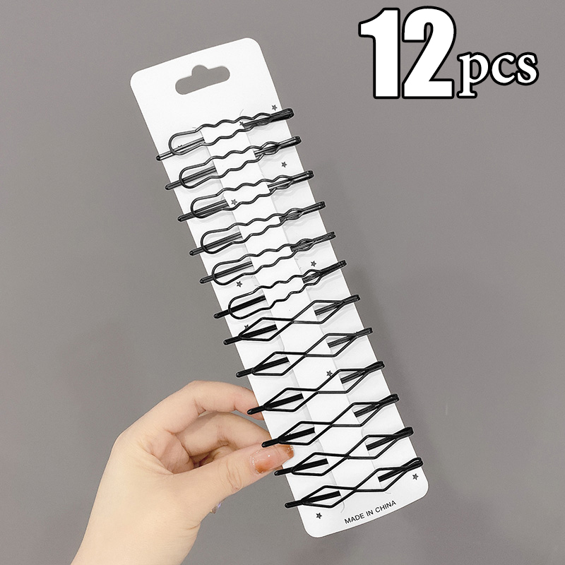 Horquillas onduladas para el cabello, pasadores negros de Metal, pasadores invisibles BB, accesorios para el cabello, 3/12 piezas: Oro