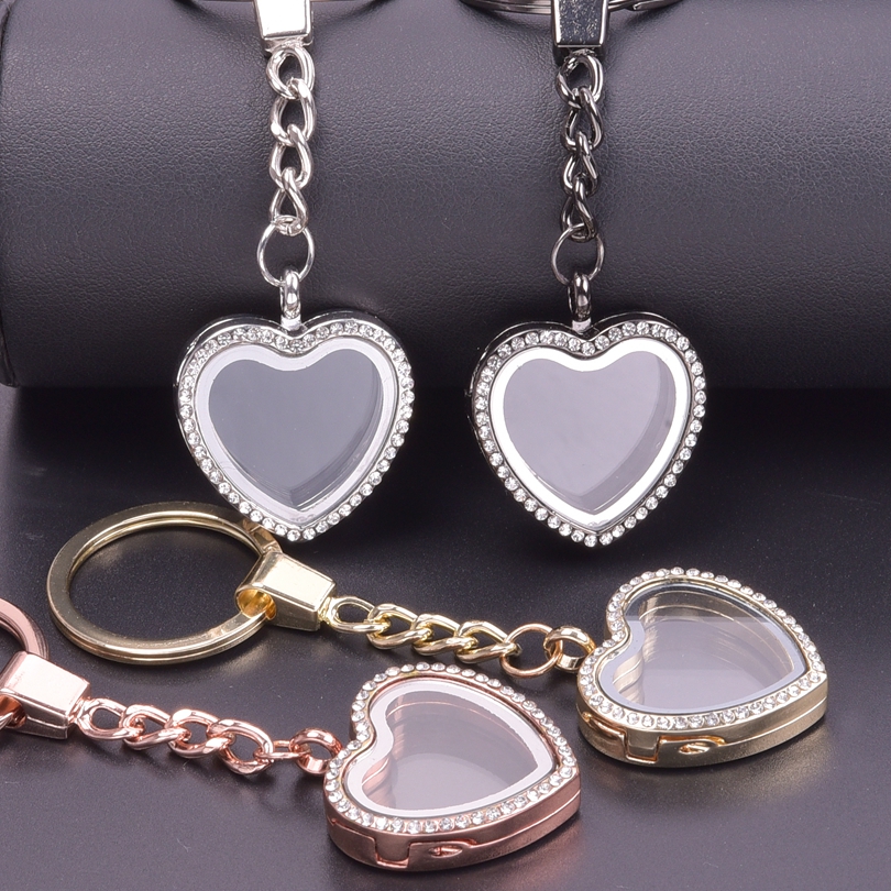 Llavero con medallón de corazones, Llaveros de cristal Para Mujer, colgante de corazón, medallones flotantes, llavero magnético, de Metal Para amigos