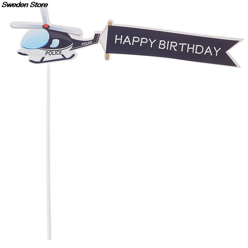 Garniture de gâteau de Police, 7 pièces, menottes d&#39;avion de policier pour homme et fille, décoration de fête d&#39;anniversaire pour enfants, garçon et fille