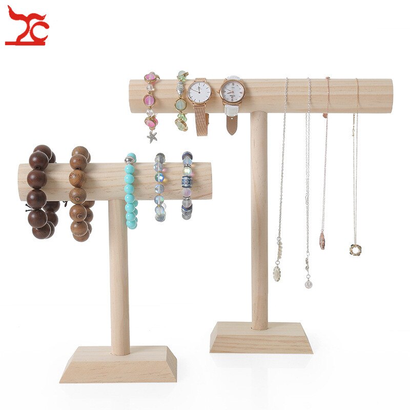 Houten Sieraden Armband Ketting Horloge Display Stand/Houder/Plank T-Bar Sieraden Verpakking Ketting Display