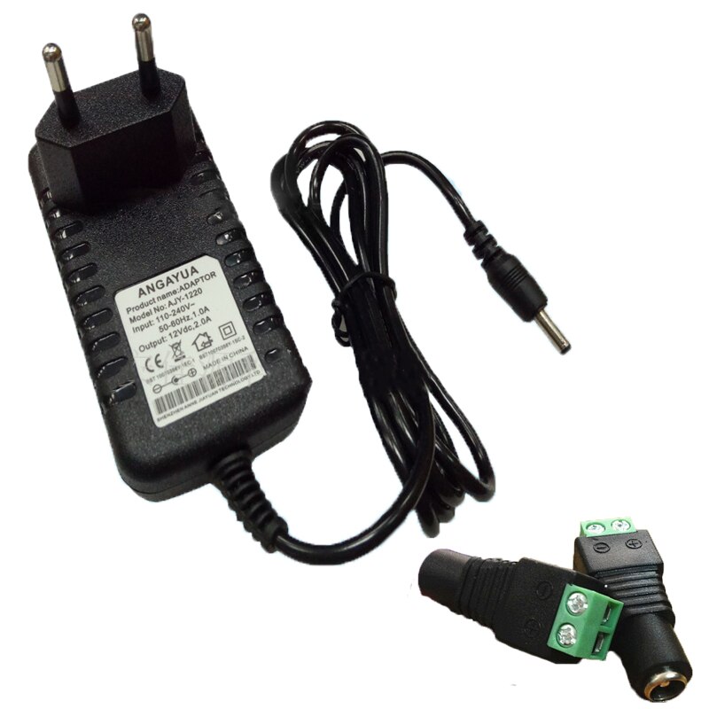 EU US Plug Transformator Driver AC100-240V Naar DC 12 V 2A LED Voeding + 1 pcs Vrouwelijke Connector Voor LED Strip