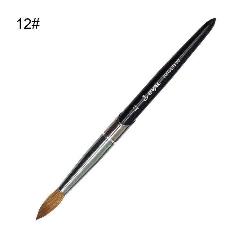 Eval Nail Brush Kolinsky Sable Nail Paint Brush UV Gel Acrylic Nail Art Brush Set Nail Beauty Tools: Black size 12