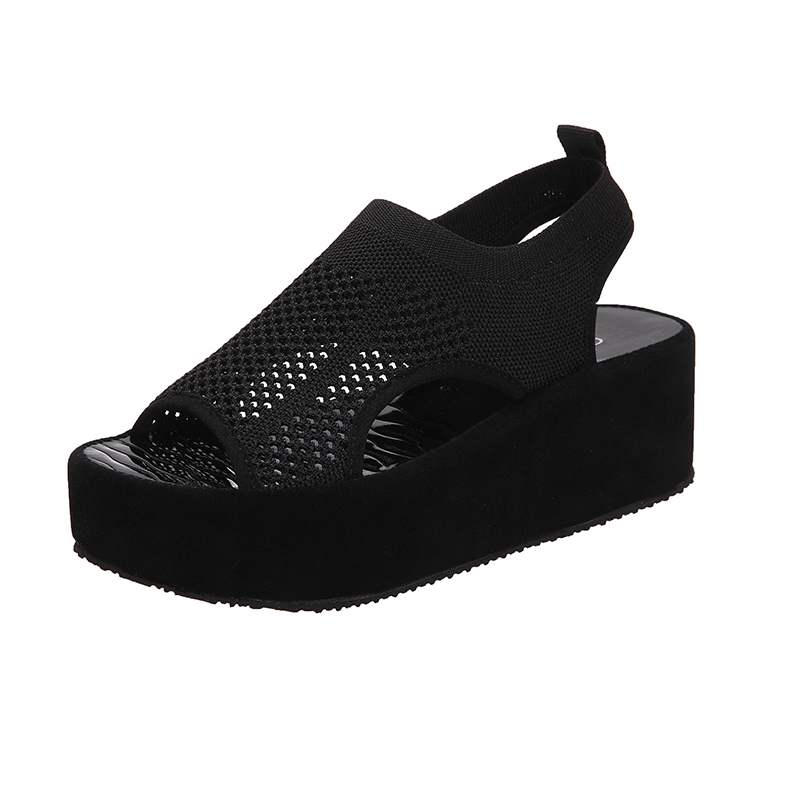 Ökande höjd skor sandaler remmar slip-on loafers sommar dam klara klackar platt plattform kvinnlig sko träskor kil