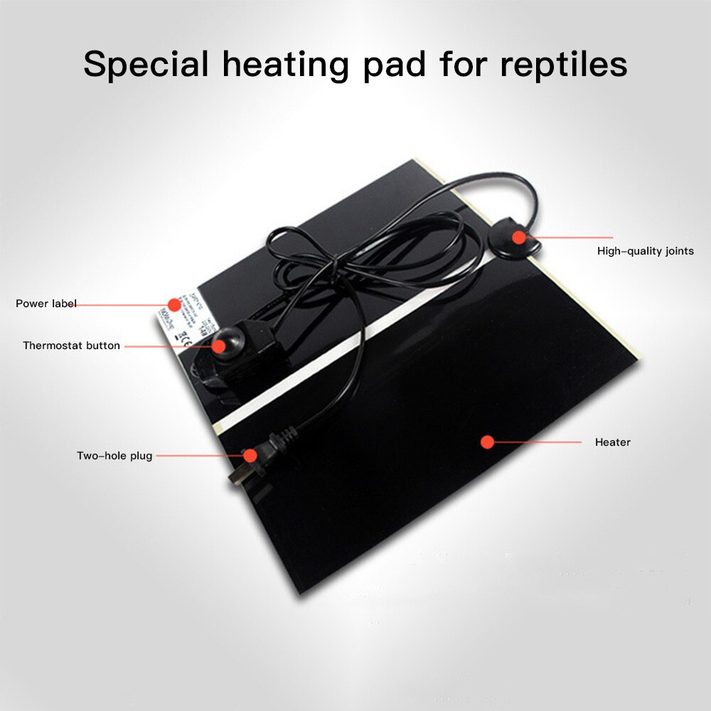 Alfombrilla de calor para Reptiles y terrarios de 220V, almohadilla de calor ajustable para escalada de mascotas, almohadilla térmica para calentar la temperatura, herramientas para incubar mascotas