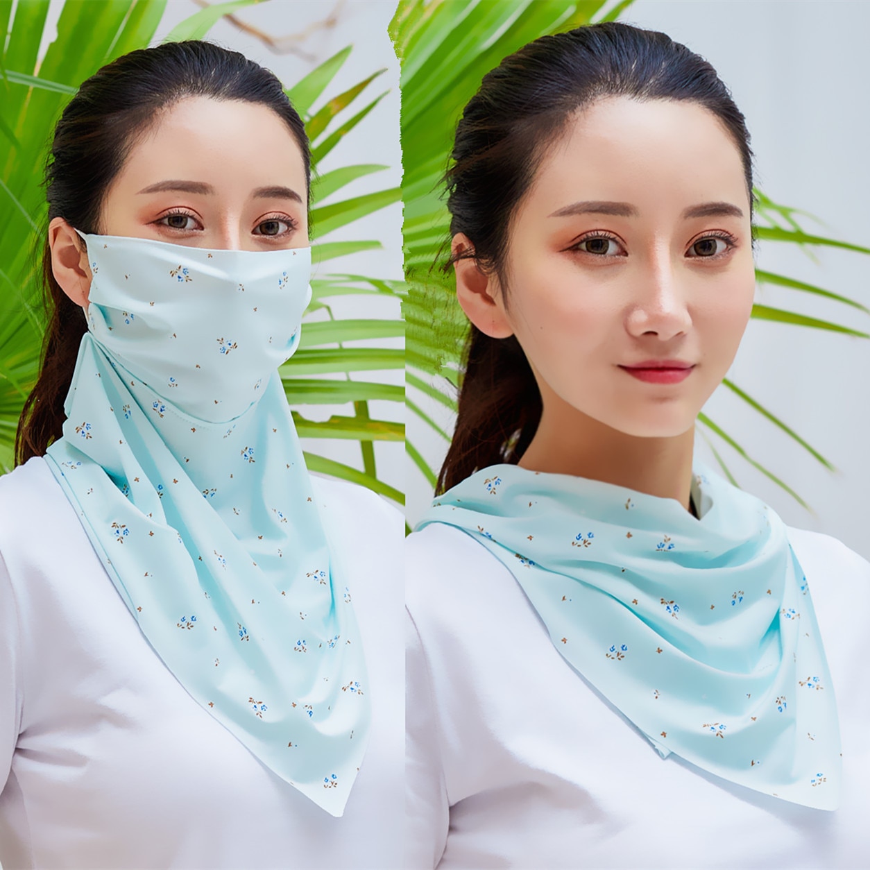neue Seide Schal Maske Halstuch Sonnenschutz Magie Schals Nacken wickelt Schal Maske Schal Frauen: Blau