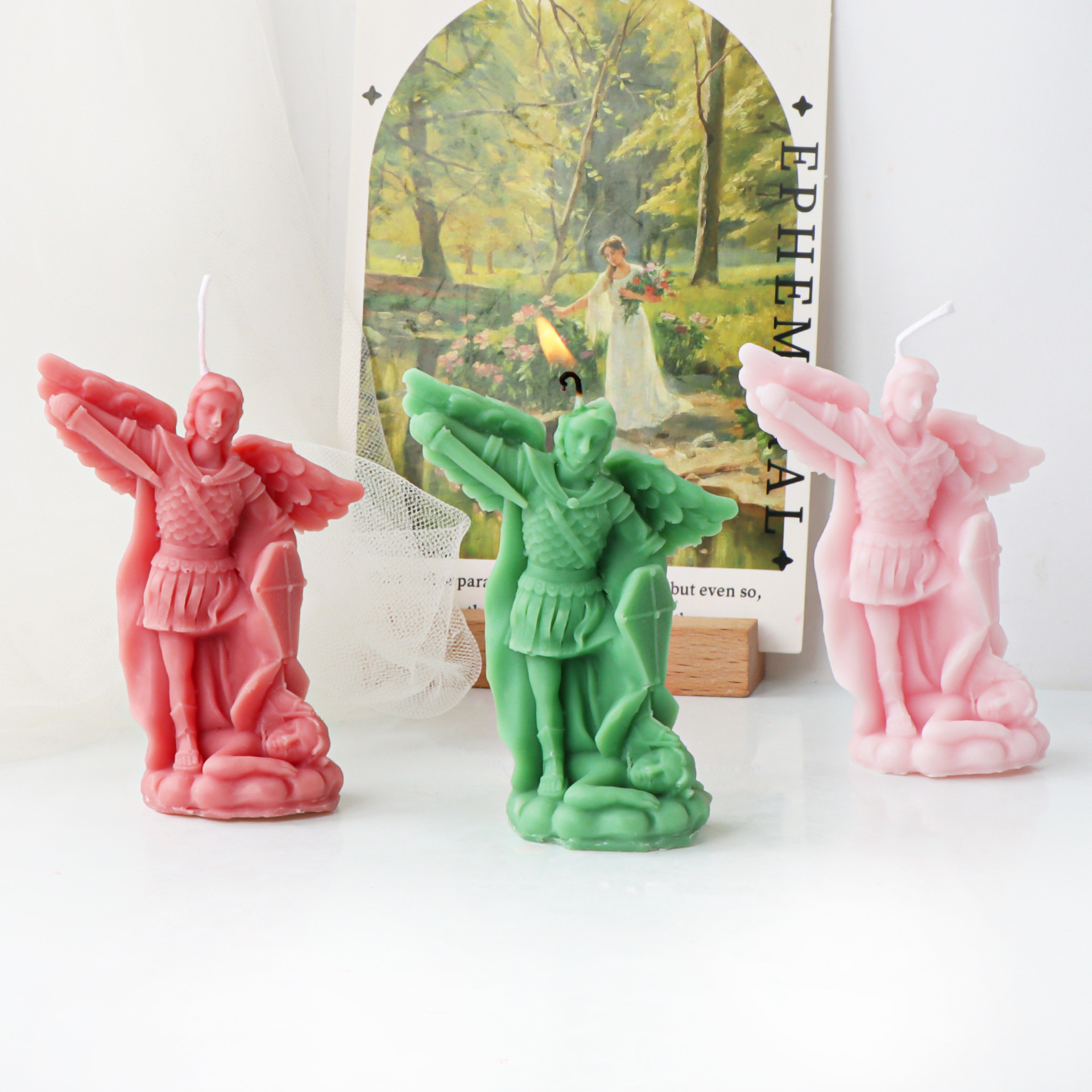 Stampo in silicone angelo guerriero per candela fatta a mano, sapone in gesso, resina epossidica, decorazione al cioccolato, gesso, ghiaccio, stampo da forno fai da te