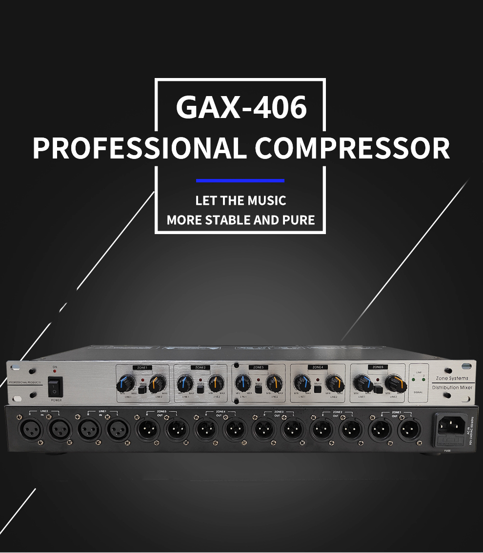 GAX-406 Mono amplificatore professionale 2 del distributore dei sistemi di zona Audio in 4 fuori XLR per la fase