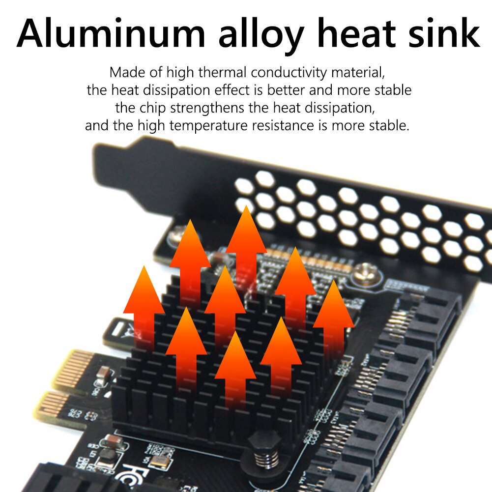 Expansion Card PCIE 1X to 6/10 Ports Adapter SATA3.0 6Gbps Interface Rate Riser Expansion Card for Desktop PC Computer Converter