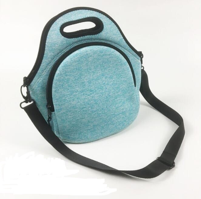 Lunch bag shoulder strap lunch box bag neoprene diving material lunch box insulation bag: Green