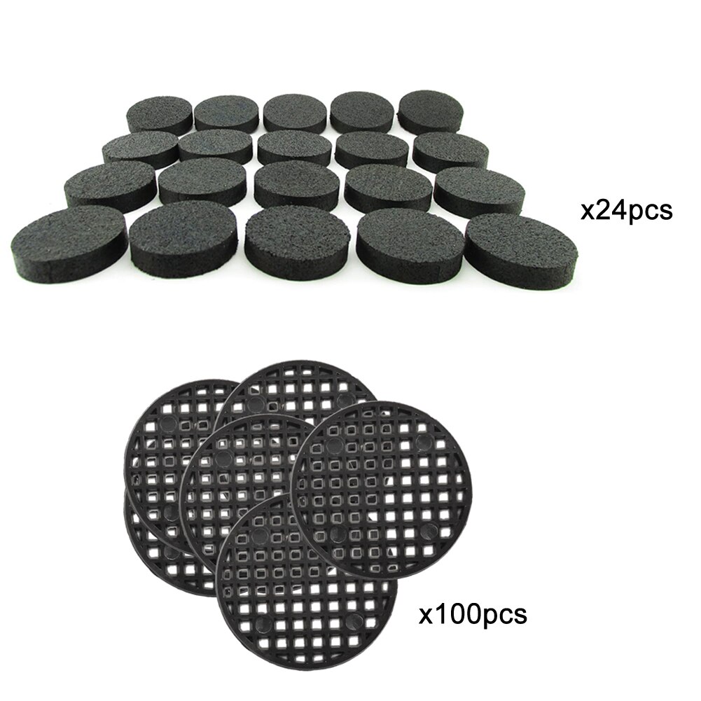 100pcs Natural Rubber Flower Pot Mat and Flower Pot Hole Mesh Pad Bottom Grid Mat for Anti Corrosion Breathable(Round-Black)