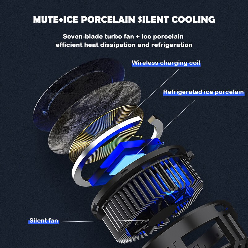 Halfgeleider Mobiele Telefoon Cooler Beugel Draagbare Magnetische 15W Draadloze Opladen Koellichaam Voor Android Iphone Telefoon Accessoires