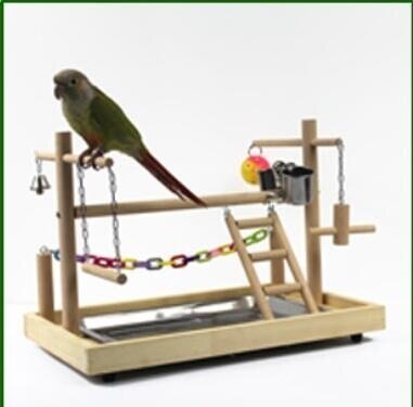 Fugletræning legeplads papegøjer træ tand aborre med stege føder legetøj papegøjer fodring kop sving hængende klatrestativ  hw040: 11