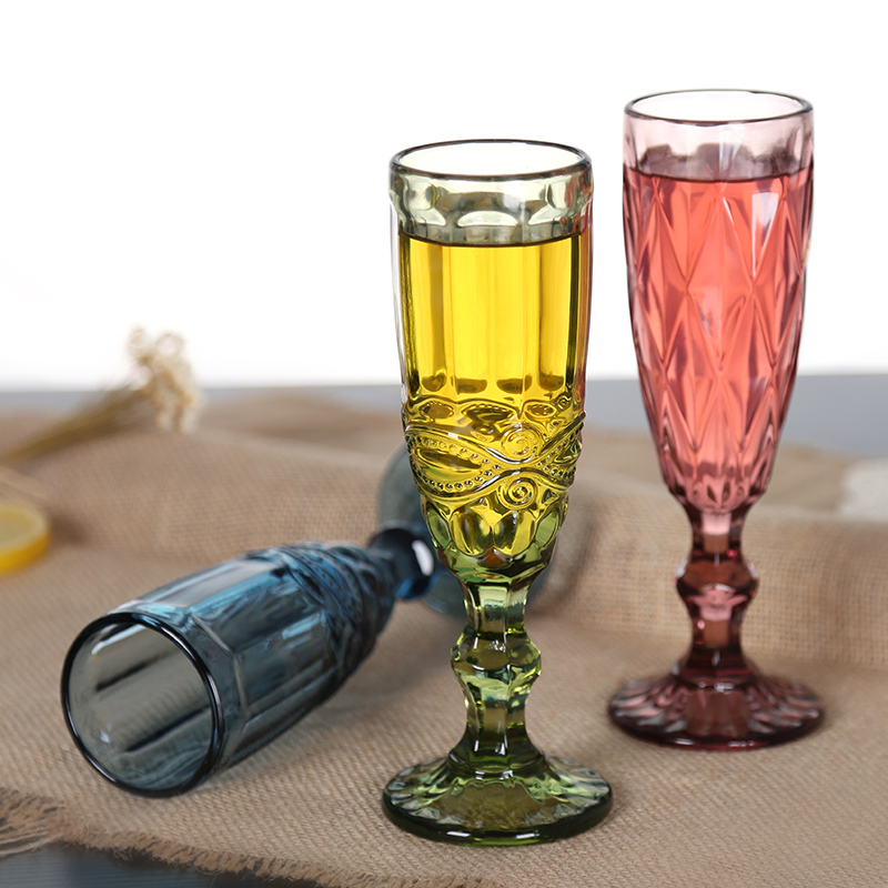 Farve og klart graveringsglas til champagnesaft vinbar dekorationsforsyninger blyfri 150 ml 5 oz 3 stykker / parti dec 351