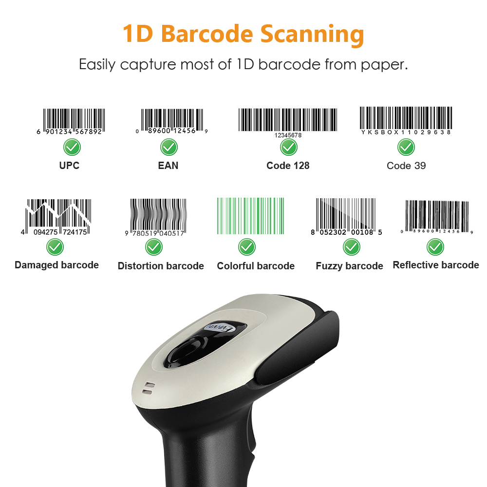 Supermarkt Handhel Barcode Bar Code Scanner Reader USB verdrahtete 1D barcode scanner für PC Windows xp/7/8/10 mac OS Linux Zahlung