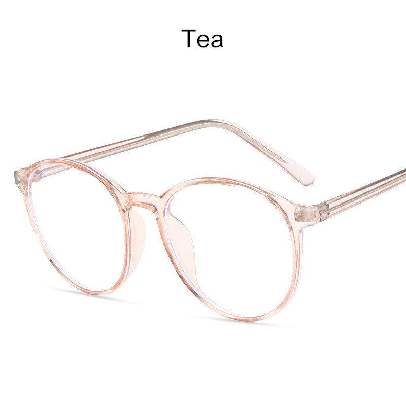 Lunettes rondes en plastique pour femmes, Anti-lumière bleue, pour myopie, Vintage, Tr90, monture optique, pour ordinateur: Tea