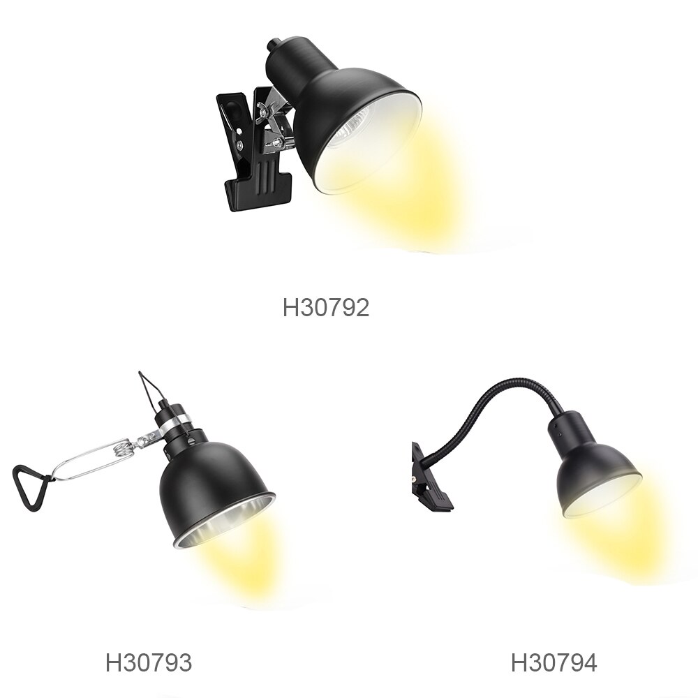 25W 50W 75W Reptile Heat Lamp Tortoise Heat Lamp Basking Lamp Heater Adjustable with Clip for Reptiles Aquarium Bulb Included