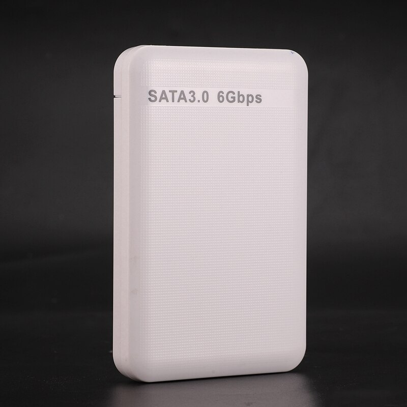 2,5 pulgadas USB3.0 SATA 3,0 unidad de disco duro HDD caja carcasa de disco duro externo portátil herramienta 6Gbps soporte protocolo 3TB UASP-blanco