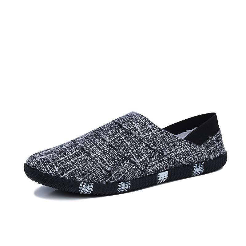 PUPUDA uomo scarpe Casual espadrillas traspiranti uomo Slip On mocassini scarpe comode Sneakers uomo moda scarpe di tela mocassini M: Black / 6.5