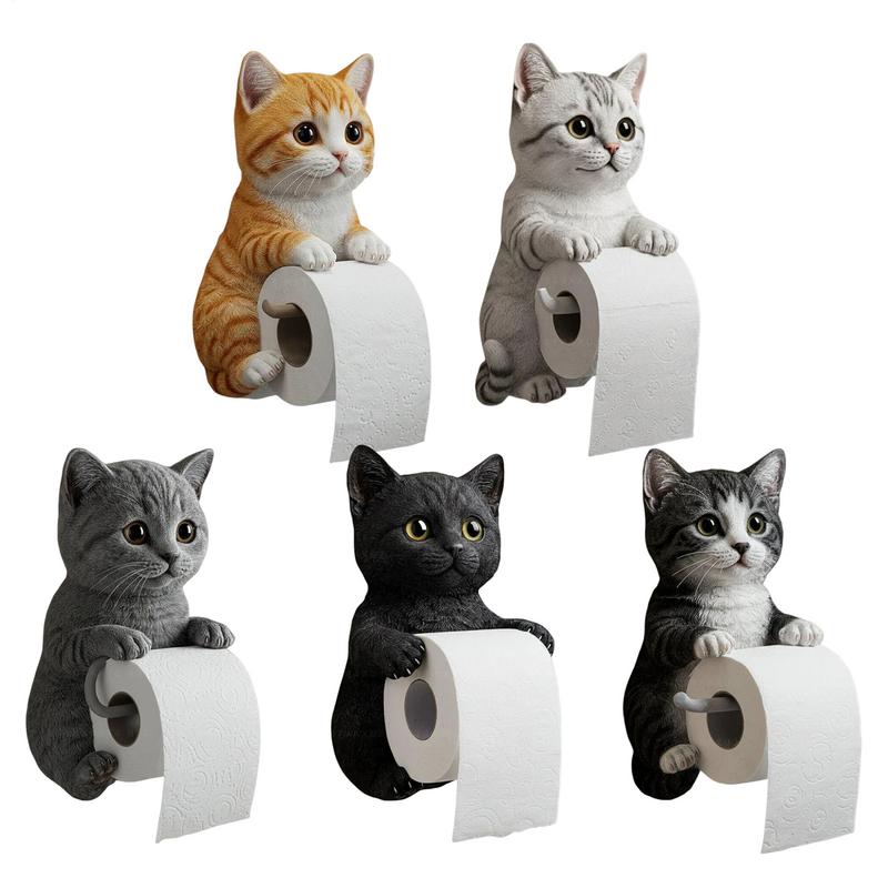 Toiletpapirholder til katte harpiks vægmonteret badeværelse toiletpapirholder køkkenrulleholder sød dispenser værelsesindretning