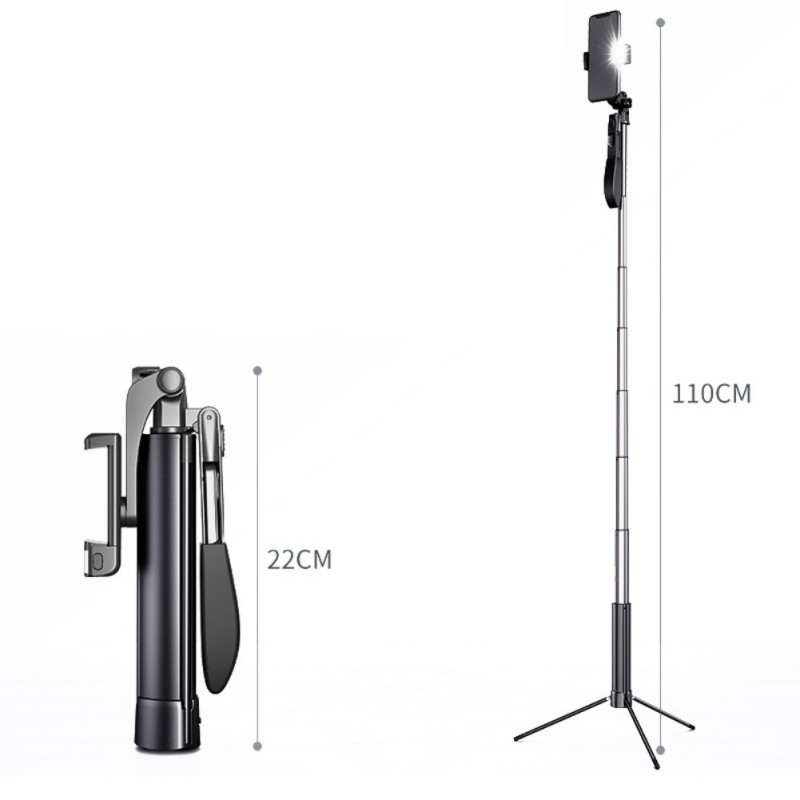 Mobiltelefon anti-ryste stabilisator kamera stativ folde gimbal udendørs sports selfie stick beslag: 110cm enkelt lys