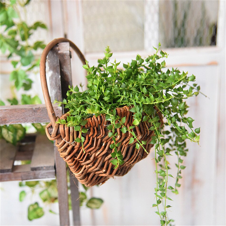 Outdoor Picnic Basket Hand-woven Flower Basket Multifunctional Storage Decorative Flower Pot Craft Wall-mounted Home Decoration