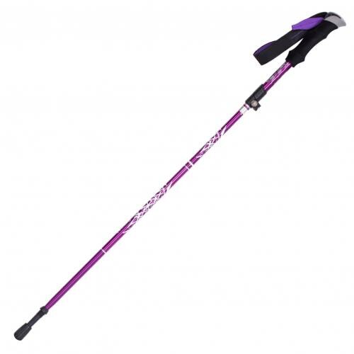 Walking Stick Outdoor Folding Trekking Poles Nordic Hiking Antishock Adjust 3-Section Aluminum Alloy Telescopic Alpenstock: Purple