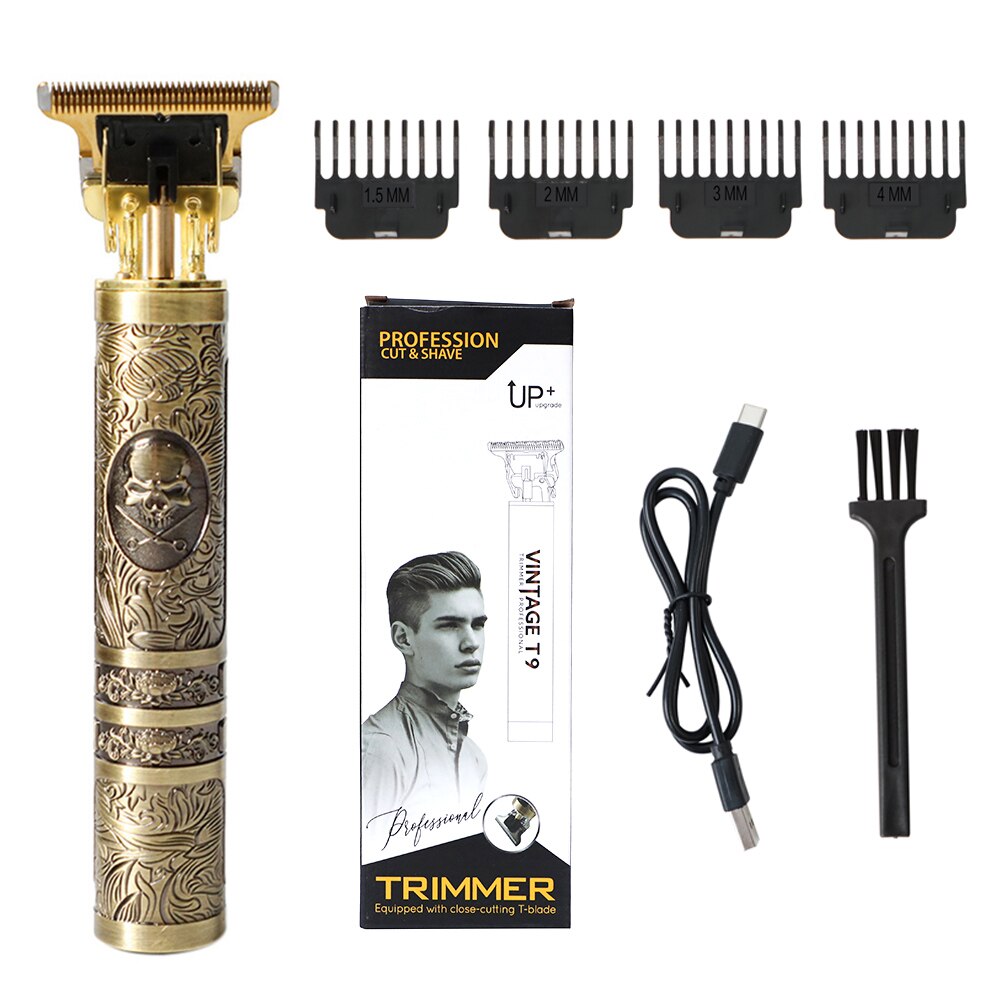 barber 2022 Clipper Trimmer Scheerapparaat Voor Mannen 110V-220V Oplaadbare Draak Haar Snijmachine Vintage T9 tondeuse maszynka do wlosow traş makinesi: skull