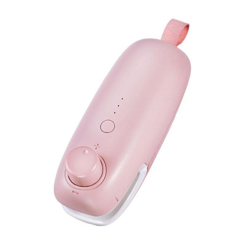 Usb uppladdningsbar bärbar värmeförseglingsmaskin för hemmet keramisk impuls vakuumpåse förseglingslock för packning av plastpåsklämmor: Rosa