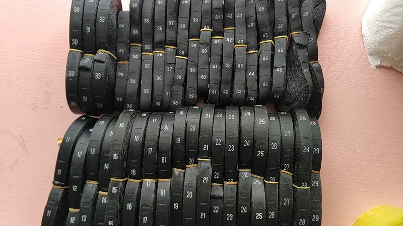 100PCS Black damask polyester woven cloth size label from 0 to 48